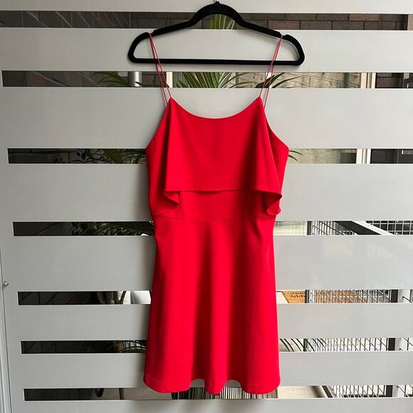 Alice + Olivia Kipp Red Layered Ruffle Mini Dress Size 8 - Picture 2 of 6
